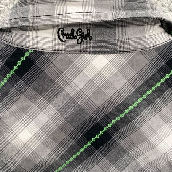 Cruel Girl Shirt Womens  Small Black Gray Green Snaps Embroidered Cowgirl Shirt - Picture 10 of 13